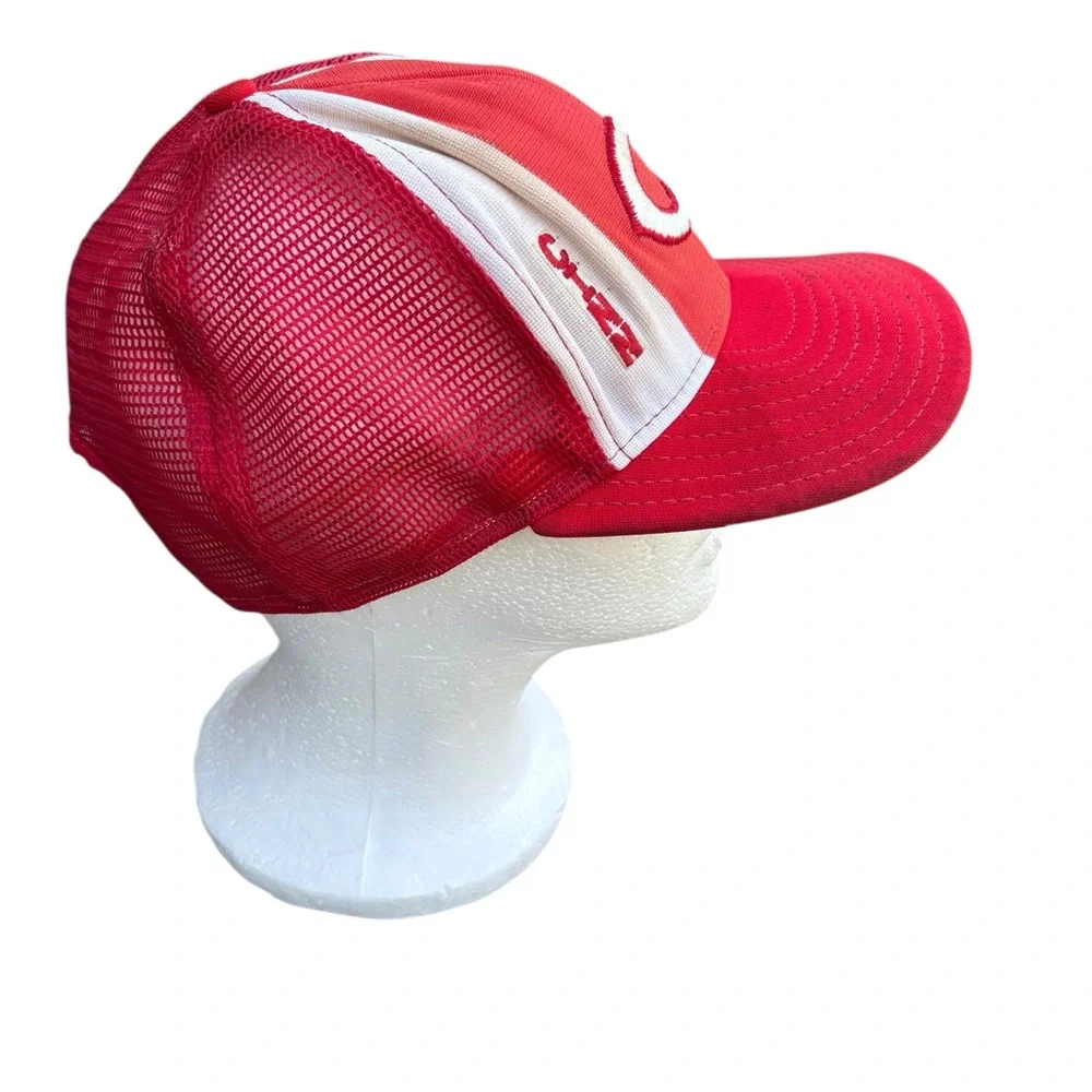 Cincinnati Reds Lucky Stripes Mesh Trucker Snapback‎ Hat Made USA Large Vintage